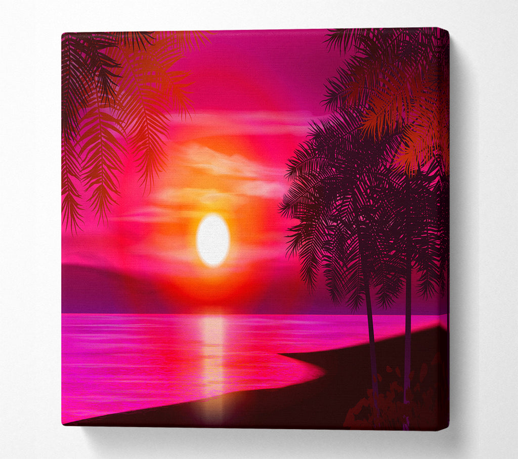 A Square Canvas Print Showing Pink Ocean Glow Square Wall Art