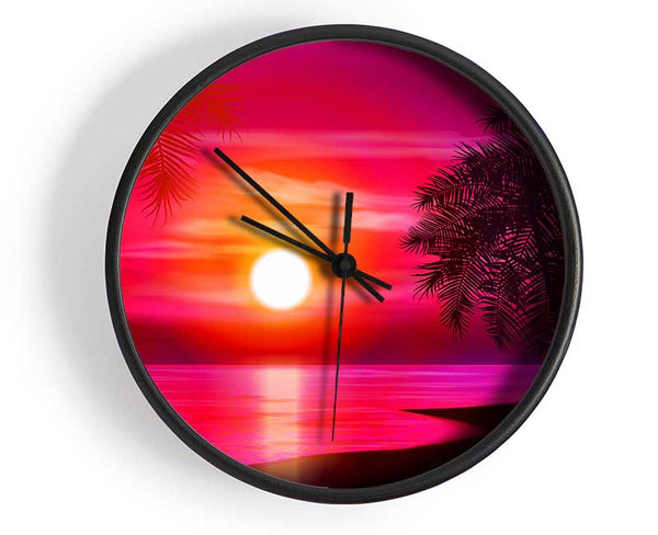 Pink Ocean Glow Clock - Wallart-Direct UK