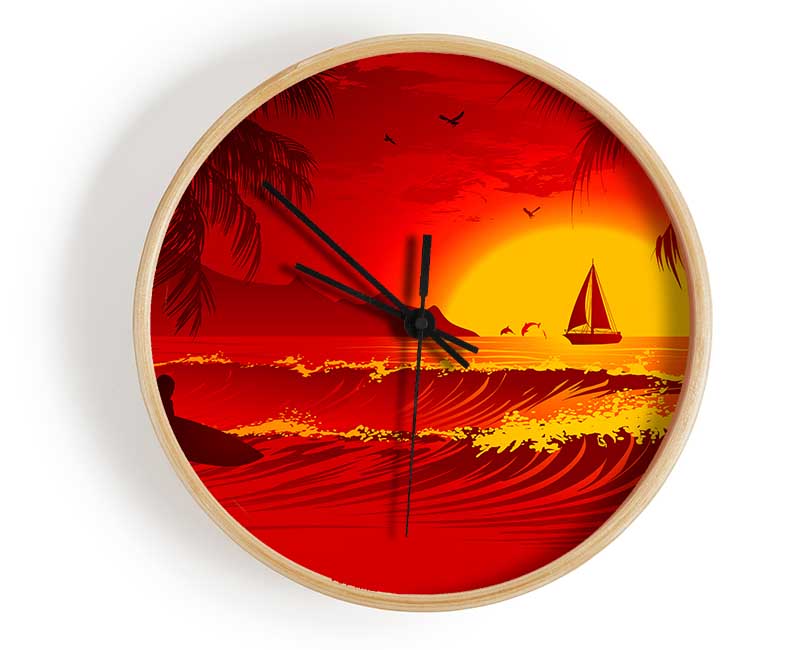 Surfers Dream Clock - Wallart-Direct UK