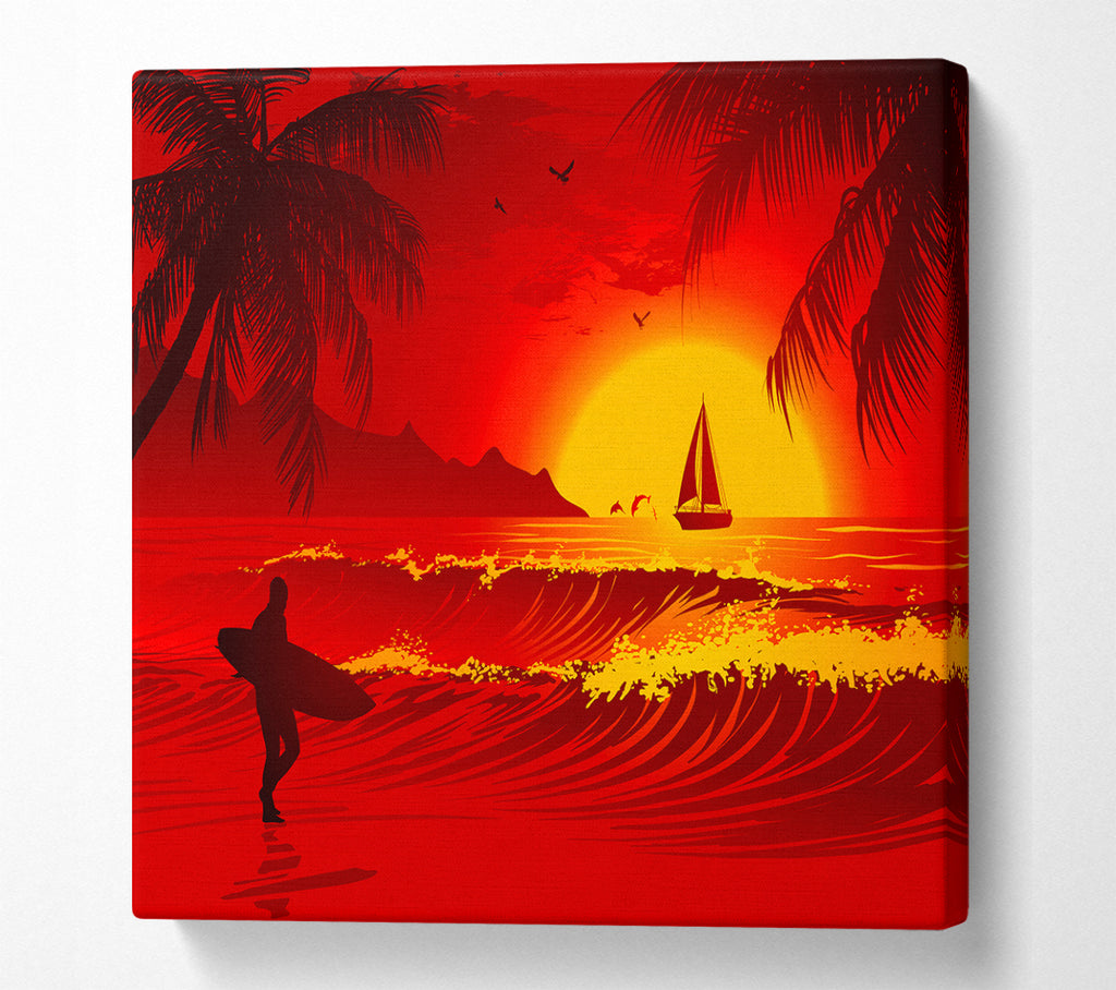 A Square Canvas Print Showing Surfers Dream Square Wall Art