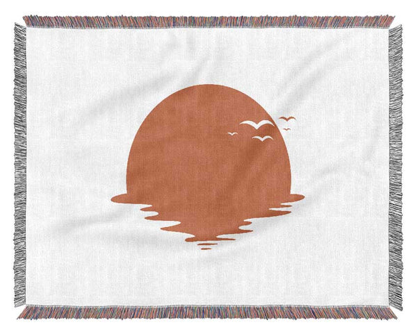 Birds In The Orange Sun Woven Blanket