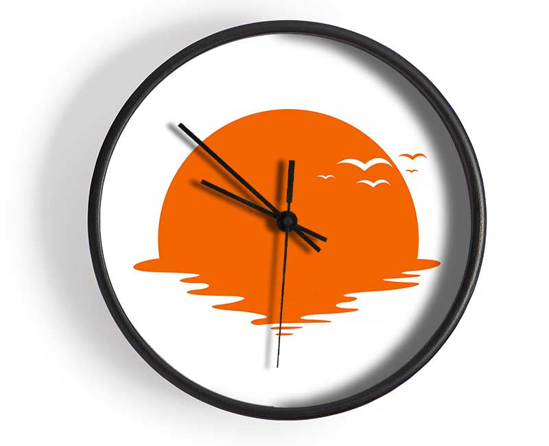 Birds In The Orange Sun Clock - Wallart-Direct UK