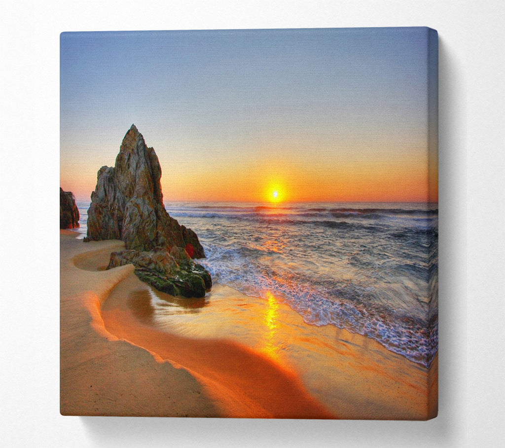 A Square Canvas Print Showing Sculptures Of The Ocean Square Wall Art