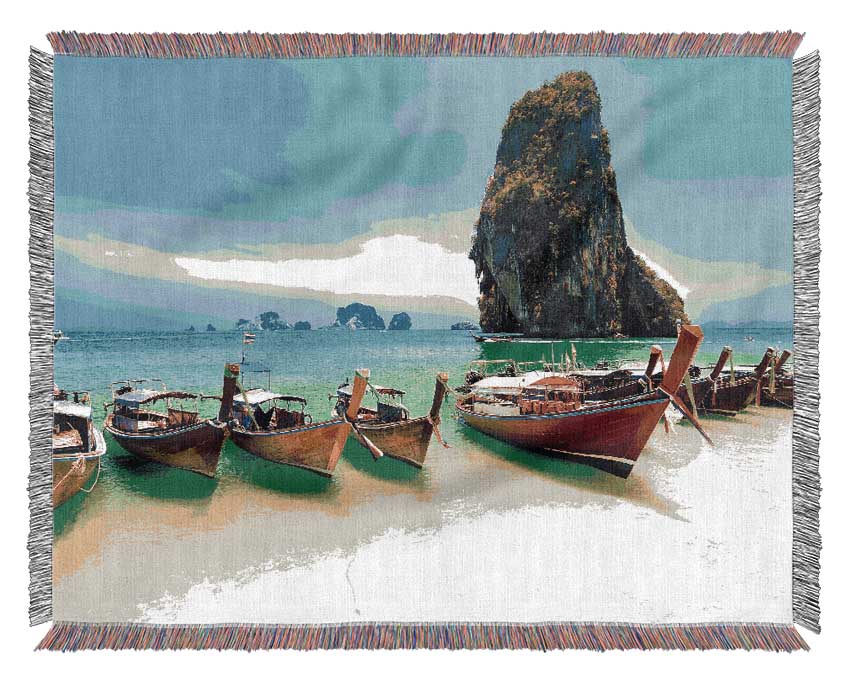 Thailand Boats Woven Blanket