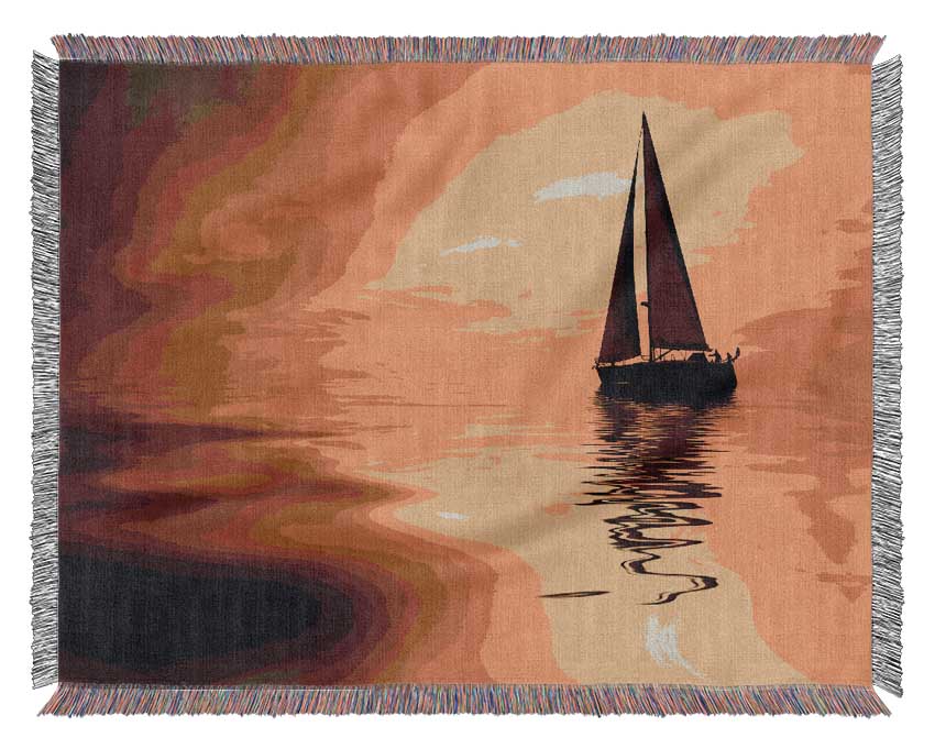 Sailboat Sunset 1 Woven Blanket