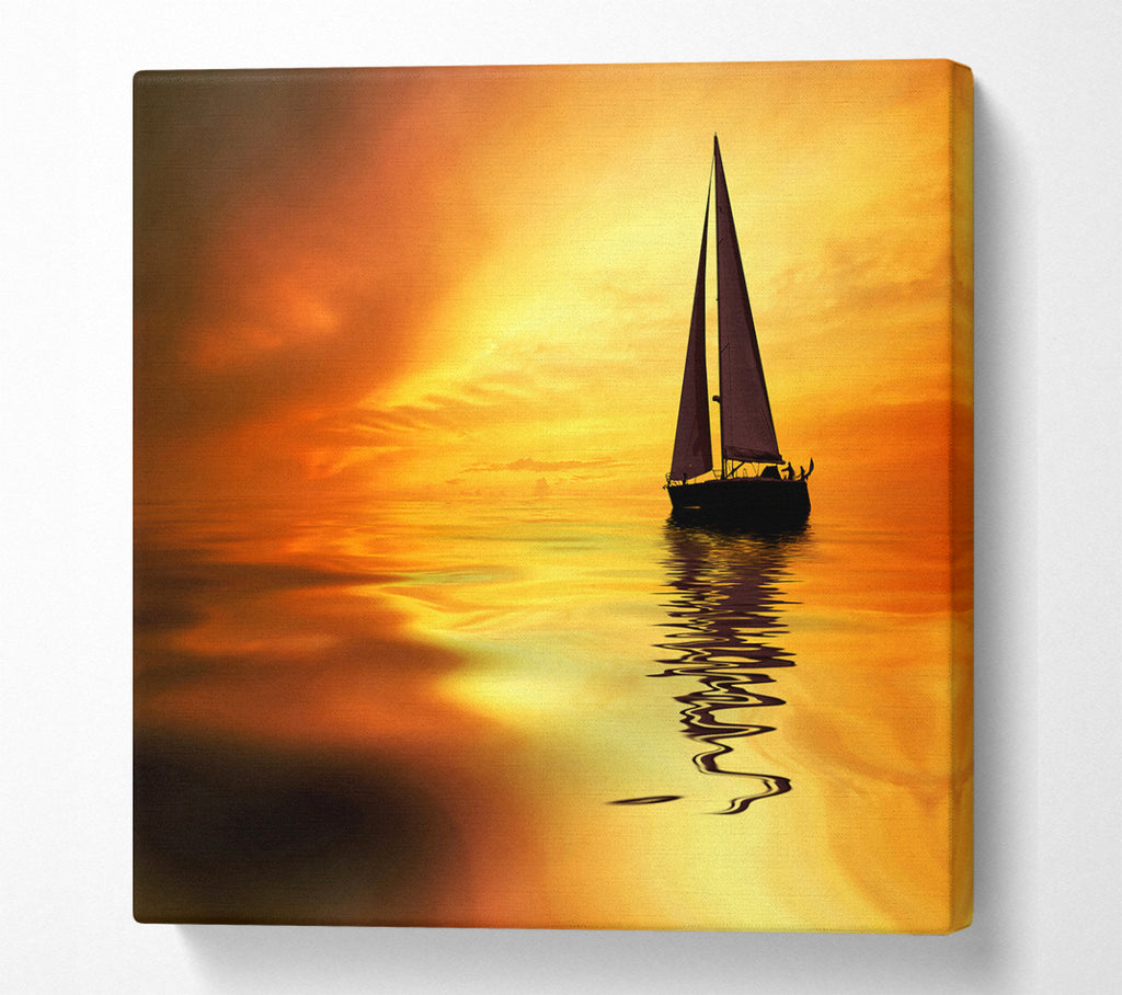 A Square Canvas Print Showing Sailboat Sunset 1 Square Wall Art