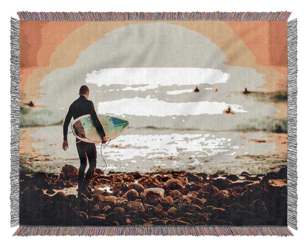 Early Morning Surf Woven Blanket