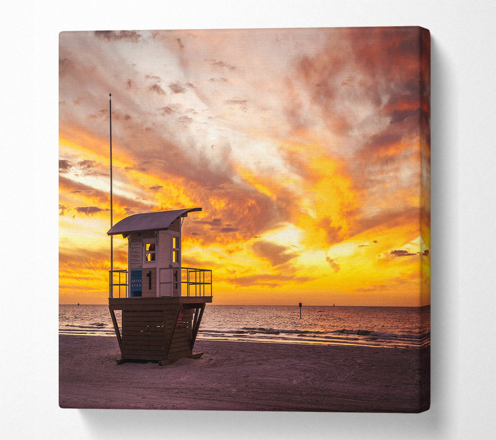 A Square Canvas Print Showing Watchers Tower Sunset Square Wall Art