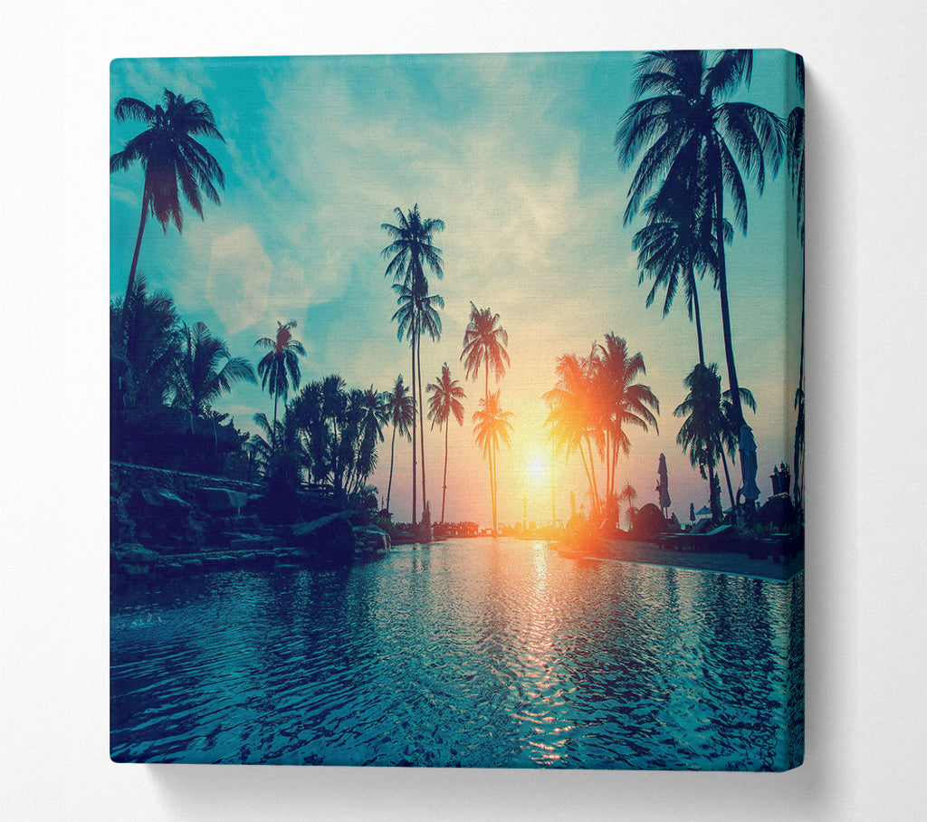 A Square Canvas Print Showing As The Sun Goes Down 2 Square Wall Art