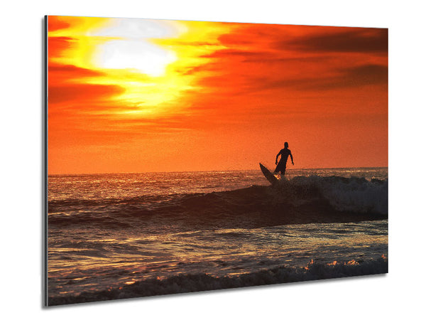 Sunset Surfing Metal Print