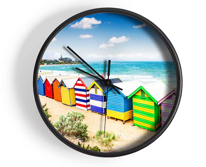 Beach Hut Delight Clock - Wallart-Direct UK