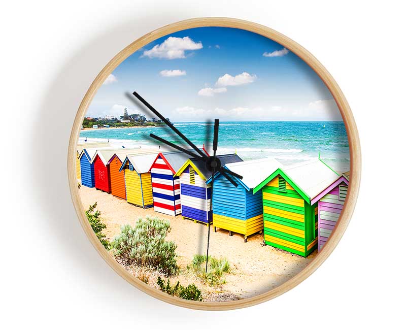 Beach Hut Delight Clock - Wallart-Direct UK