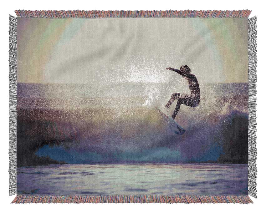 Surfing The Waves Woven Blanket