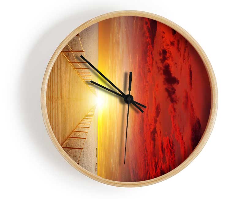 Amazing Sunset Boardwalk Clock - Wallart-Direct UK