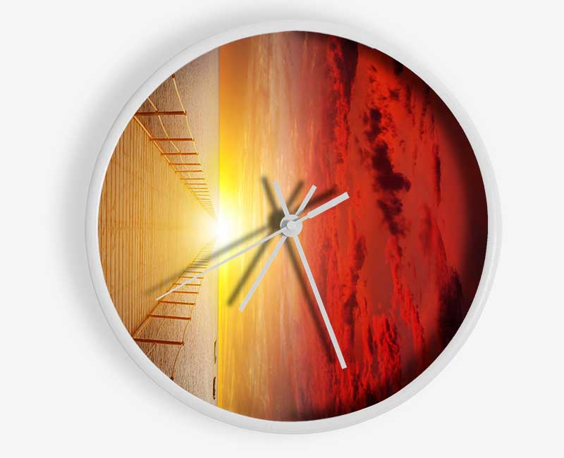 Amazing Sunset Boardwalk Clock - Wallart-Direct UK