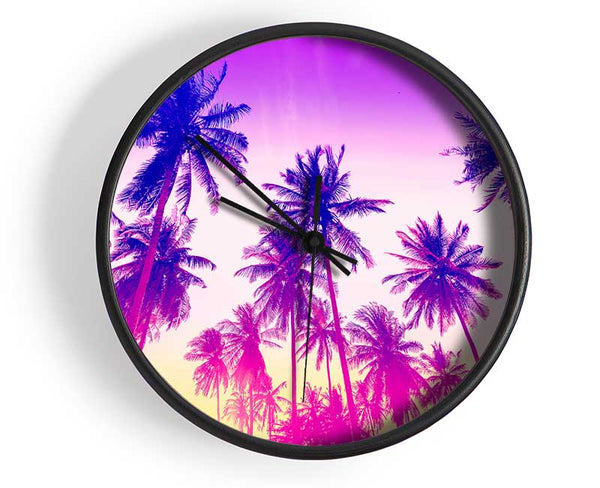 Psychedelic Palm Tree Skies Clock - Wallart-Direct UK