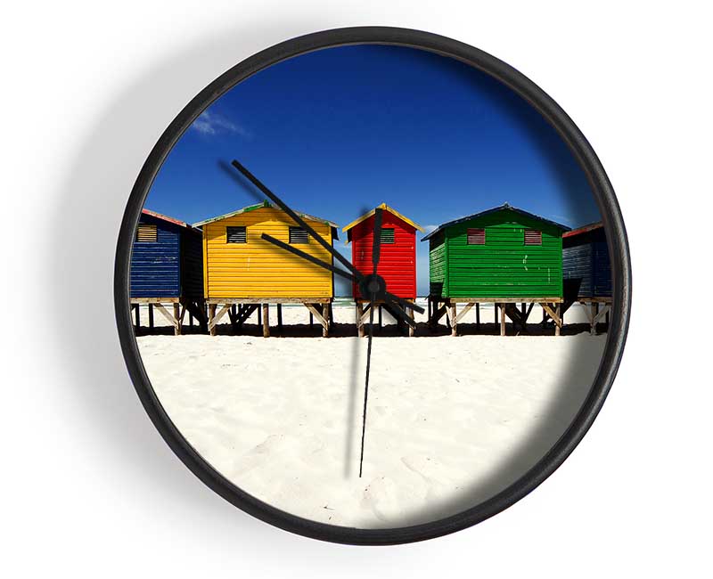 Beach Hut Skies Clock - Wallart-Direct UK