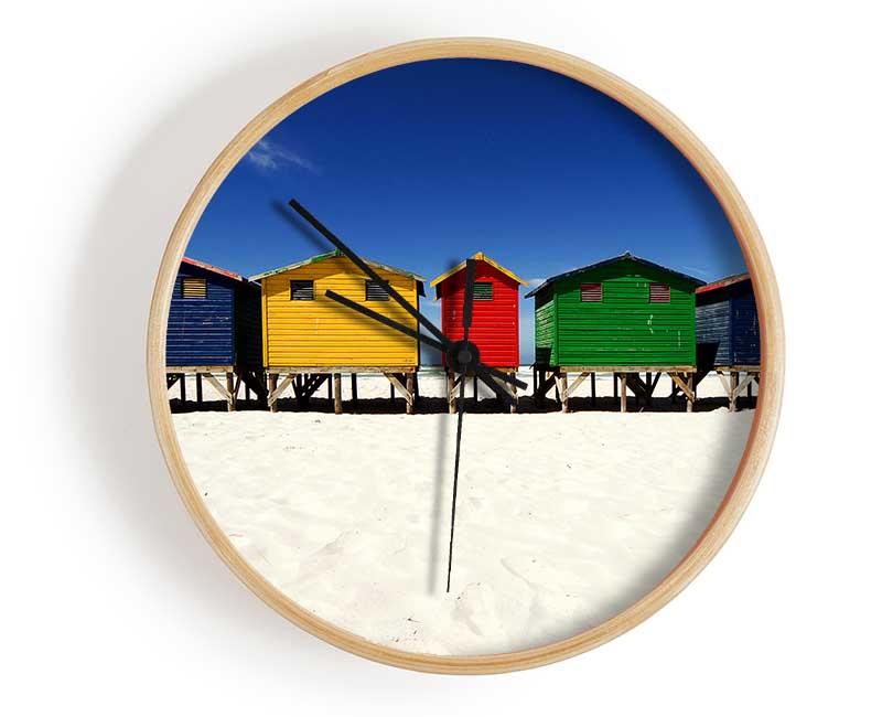 Beach Hut Skies Clock - Wallart-Direct UK