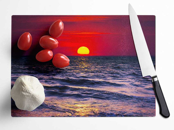 Golden Sunset Ocean Glass Chopping Board