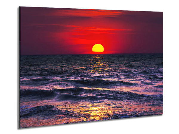 Golden Sunset Ocean Metal Print