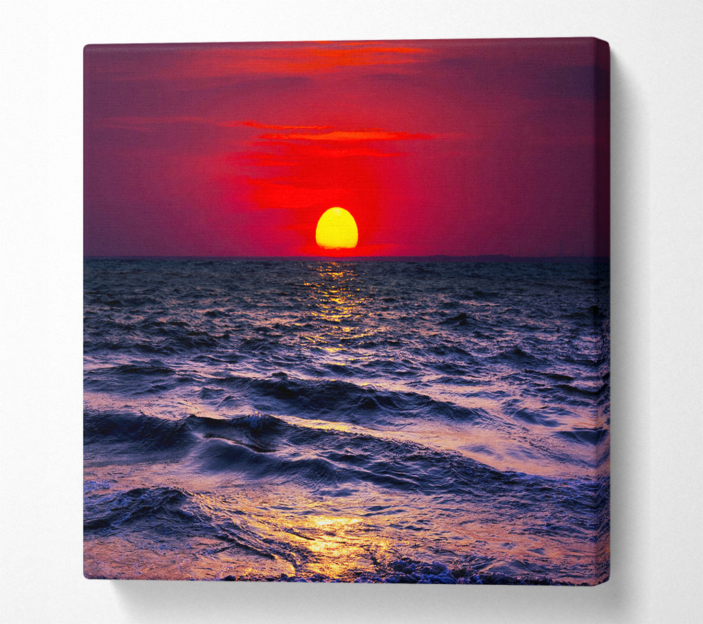 A Square Canvas Print Showing Golden Sunset Ocean Square Wall Art