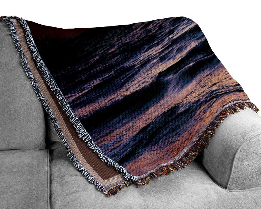 Golden Sunset Ocean Woven Blanket