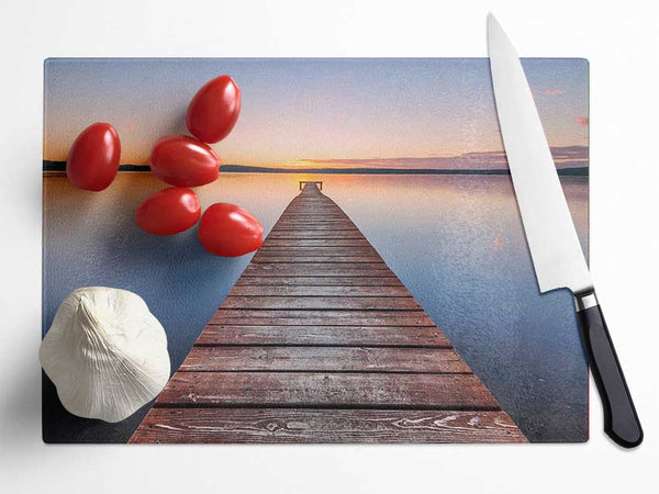 Tranquil Dock To The Sun Glass Chopping Board