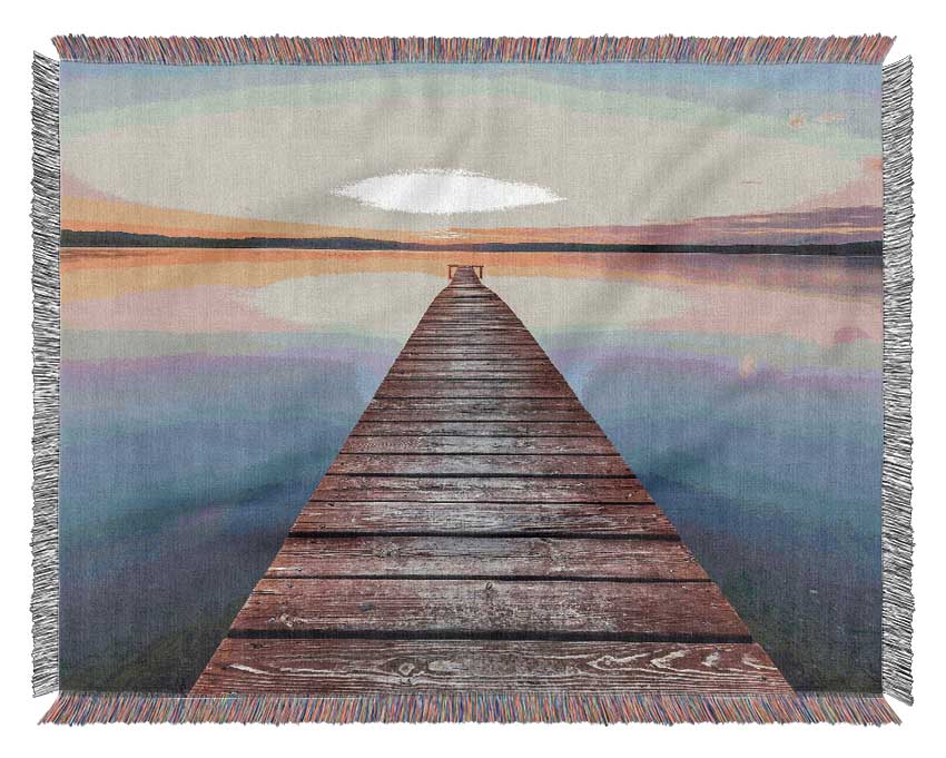 Tranquil Dock To The Sun Woven Blanket