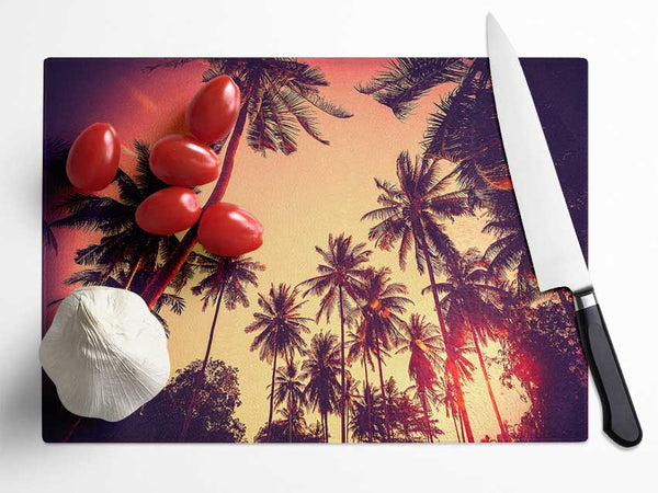 Just Palm Trees Glass Chopping Board