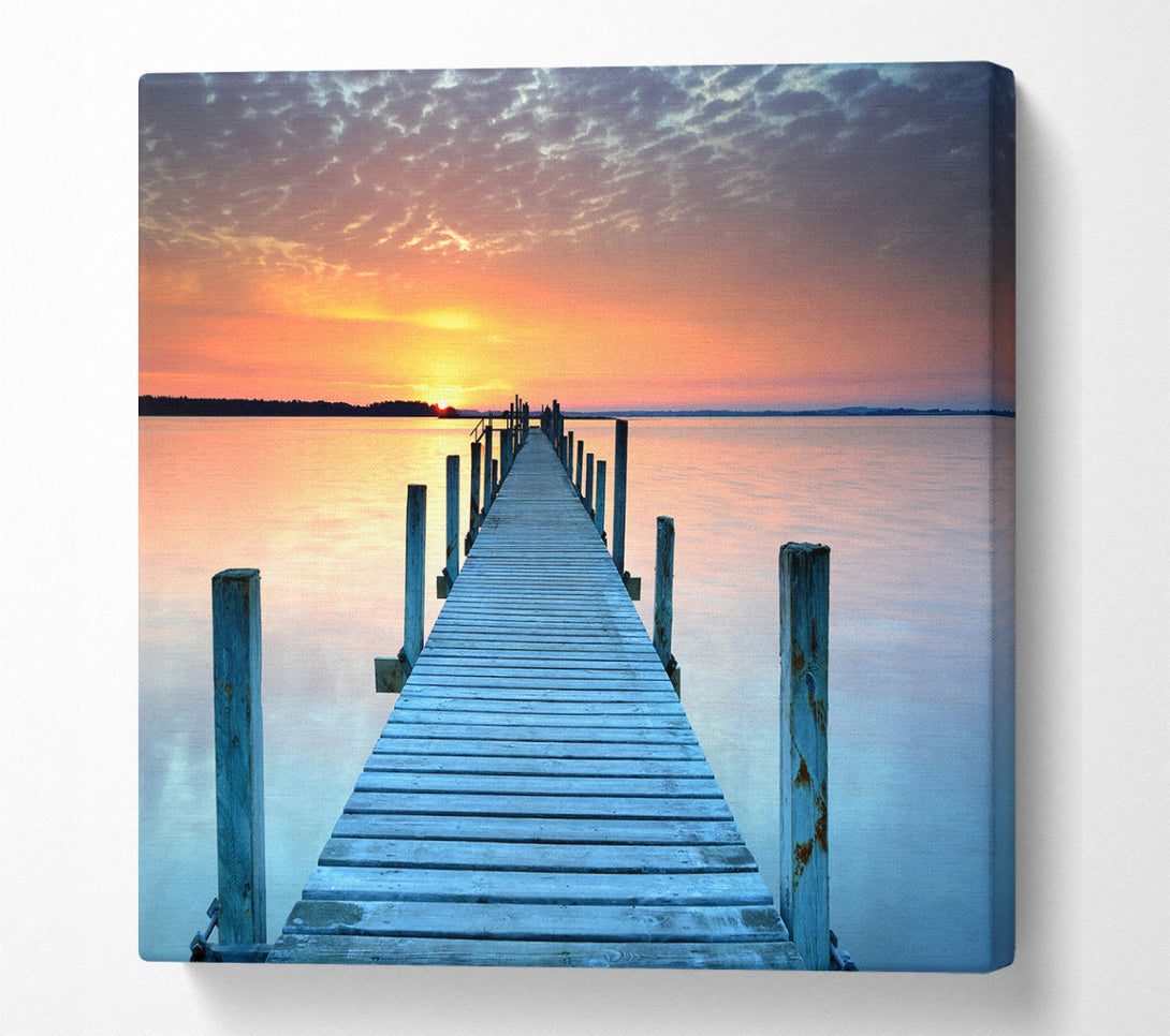 A Square Canvas Print Showing Peaceful Boardwalk Skies Square Wall Art
