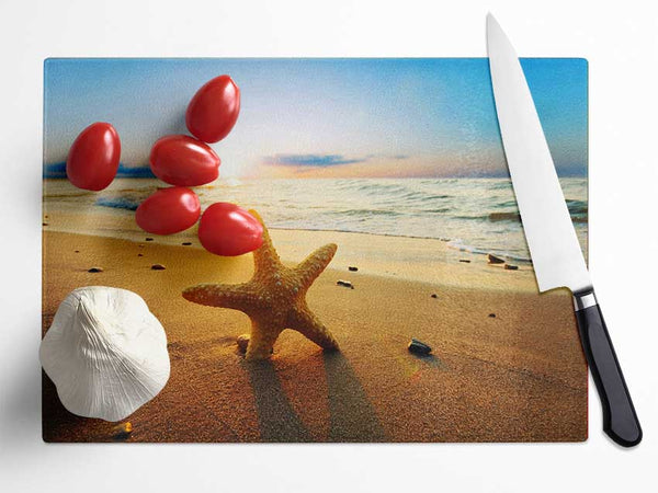 Starfish Sun Glow Glass Chopping Board