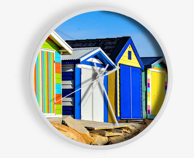 Beach Hut Rocks Clock - Wallart-Direct UK