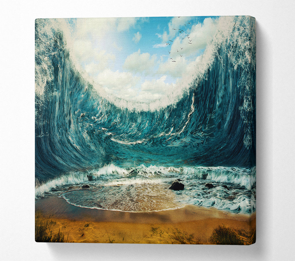 A Square Canvas Print Showing The Ocean Parts Square Wall Art