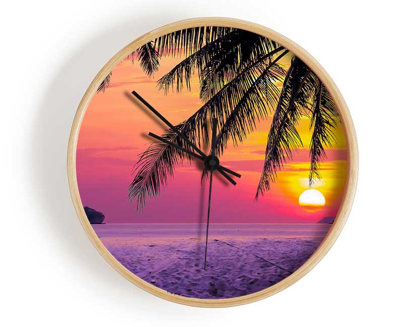 Between The Palm Trees Clock - Wallart-Direct UK