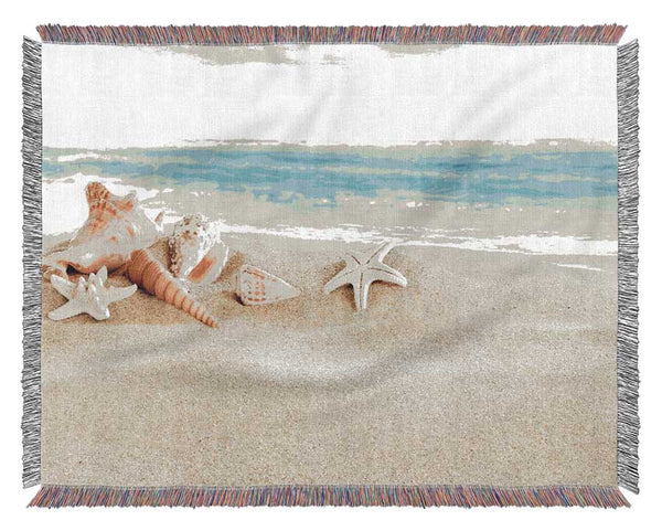 Beautiful Ocean Shells Woven Blanket