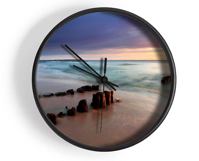 Distant Pier Ocean Clock - Wallart-Direct UK