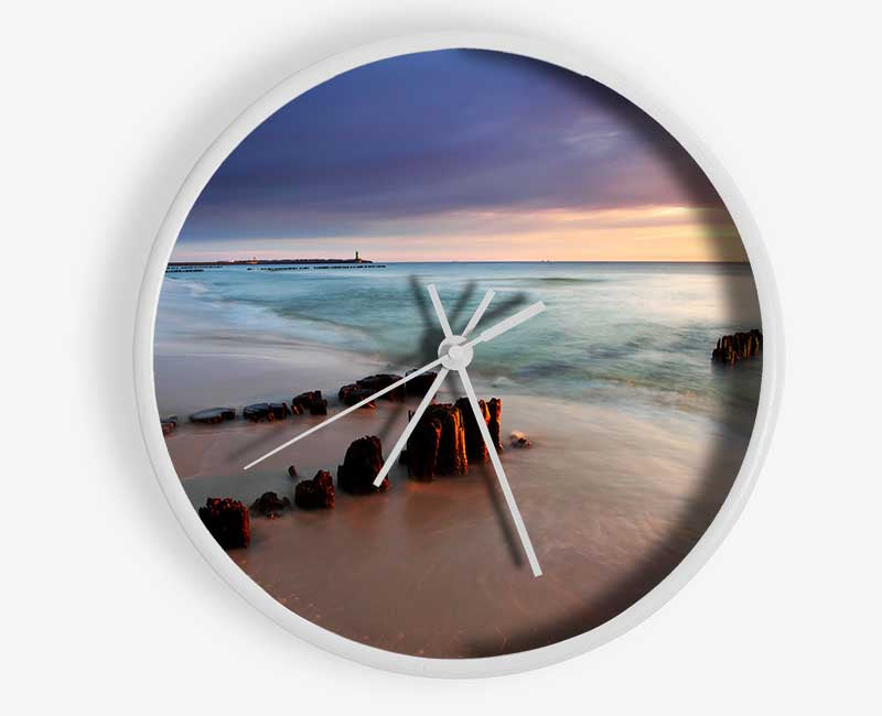 Distant Pier Ocean Clock - Wallart-Direct UK