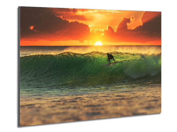 Surfer Sunset Metal Print