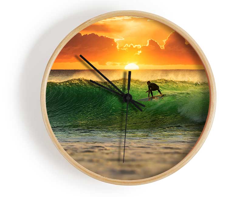 Surfer Sunset Clock - Wallart-Direct UK