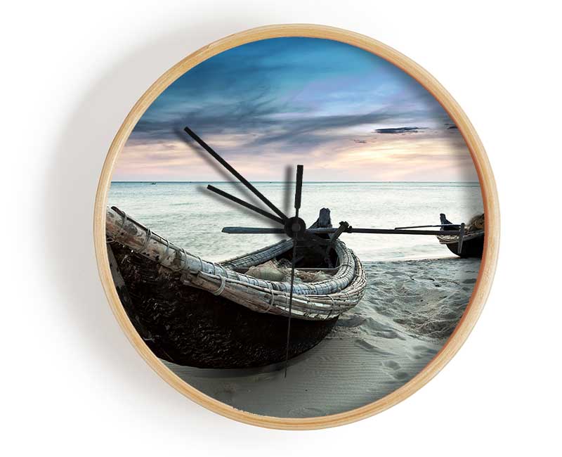 Fishing Boat At Dusk Clock - Wallart-Direct UK