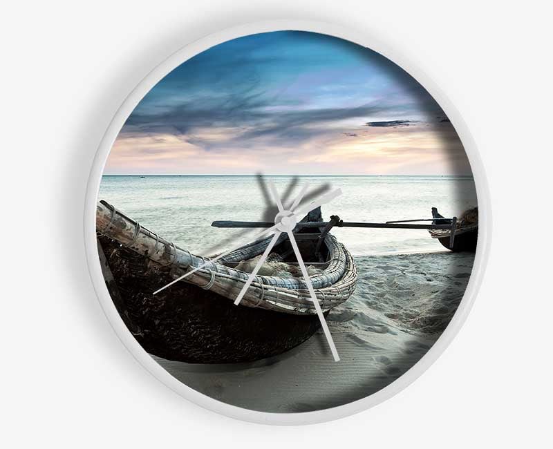 Fishing Boat At Dusk Clock - Wallart-Direct UK