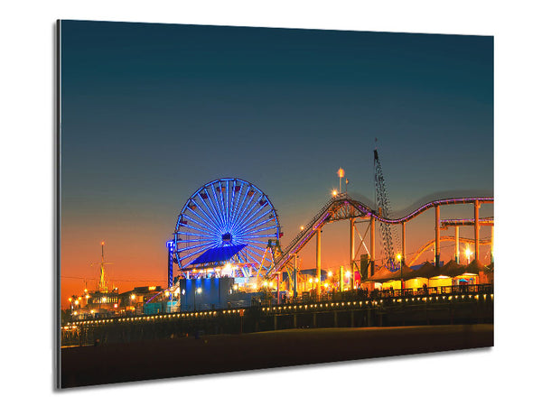 Santa Monica Pier At Dusk Metal Print