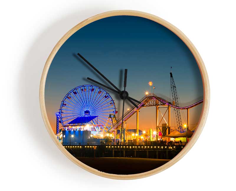 Santa Monica Pier At Dusk Clock - Wallart-Direct UK