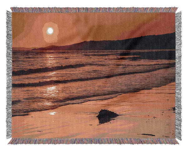 Movement Of The Orange Ocean Woven Blanket