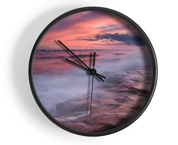 Perfect Pink Ocean Dusk Clock - Wallart-Direct UK