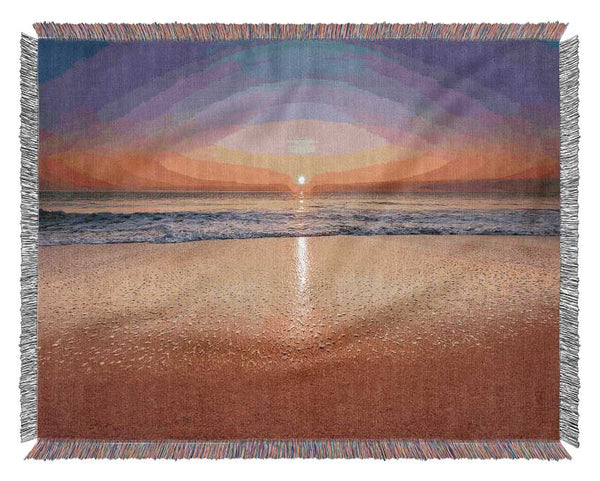 Distant Ocean Sunset Woven Blanket