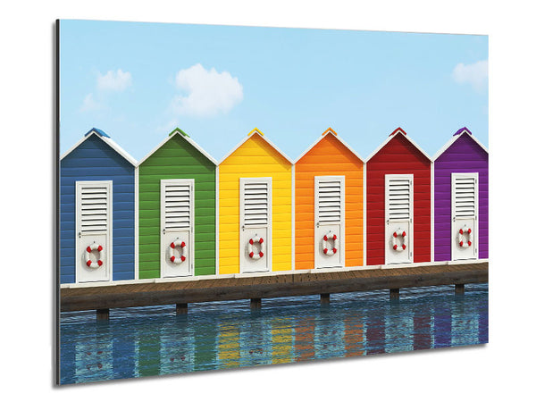 Beach Hut Ocean Metal Print