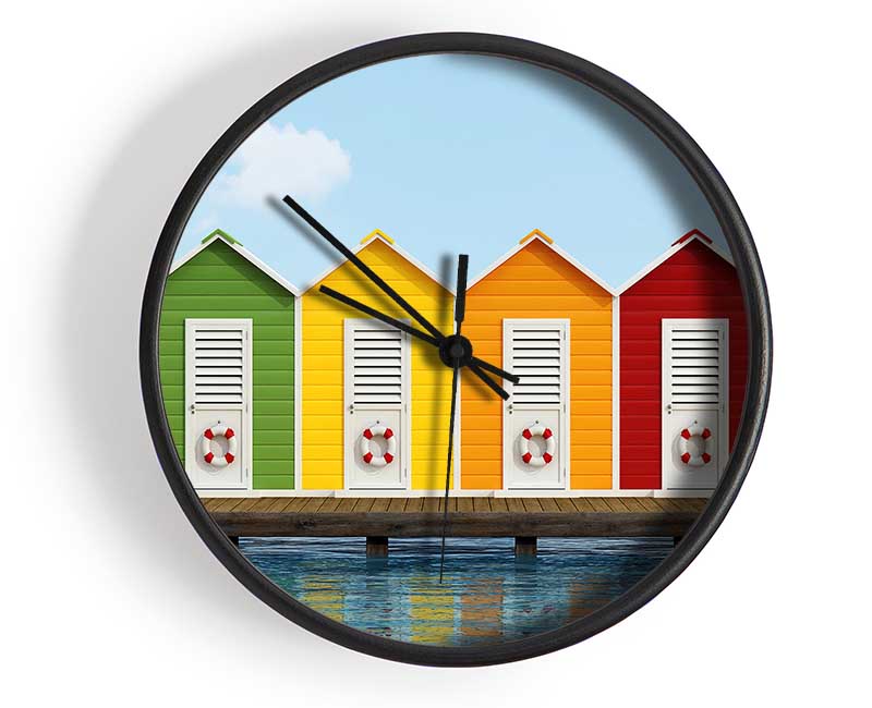 Beach Hut Ocean Clock - Wallart-Direct UK