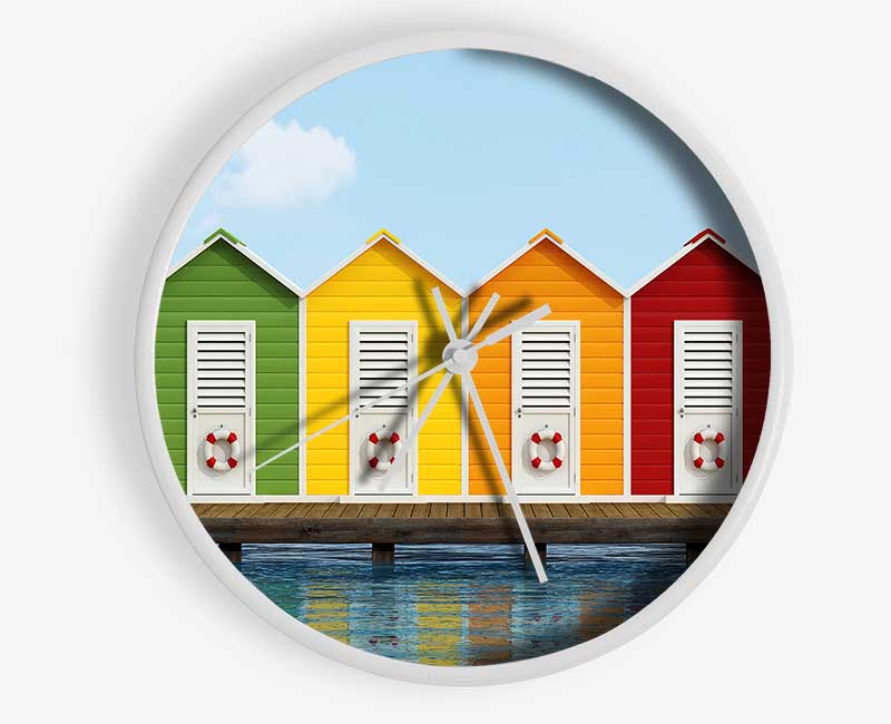 Beach Hut Ocean Clock - Wallart-Direct UK