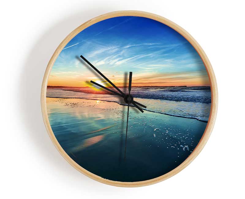 Turquoise Ocean Swell Clock - Wallart-Direct UK